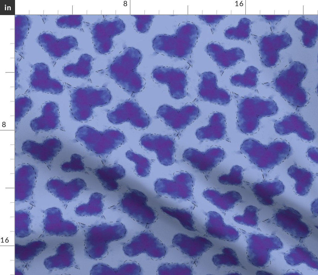 Cute Patchwork Hearts Pattern Violet and Purple