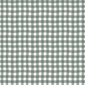 wonky gingham dark sage - small