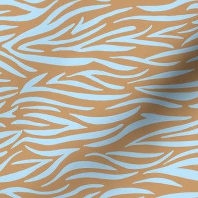 Wild zebra stripes horizontal animal print african safari abstract boho design moody caramel baby blue