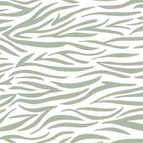 Wild zebra stripes horizontal animal print african safari abstract boho design sage green on white