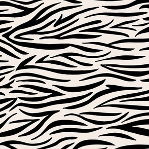 Wild zebra stripes horizontal animal print african safari abstract boho design black on off white ivory