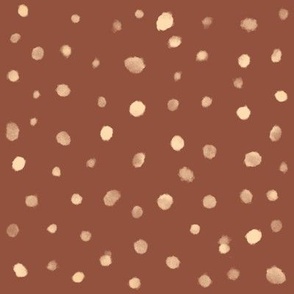 Gold Polka On Chocolate Brown 8x8