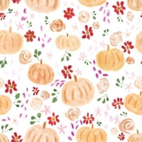 Pumpkin Patch - Watercolor Floral Pumpkins 8x8