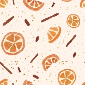 Watercolor Cinnamon Orange On Tan 8x8