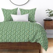 Beetles and flowers - green bkg  -  small