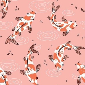 Koi carp fish on pink ( large scale)