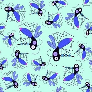 Virus sucking mosquitoes in indigo on aqua