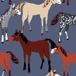 Horses dark blue pattern Big Scale