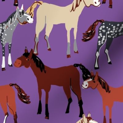 Horses purple  pattern Big Size