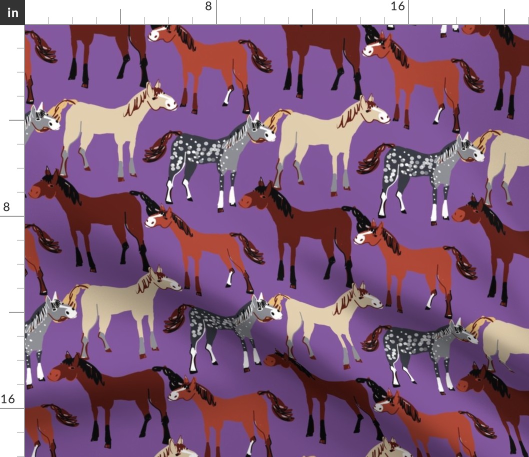 Horses purple  pattern Big Size