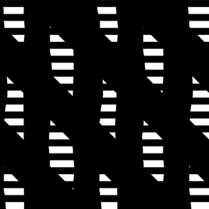 Geometric striped shapes on black