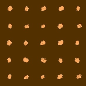 Orange Brush Dot Pattern on Brown - large