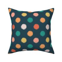 Multi Colored Dot Bursts Navy Background