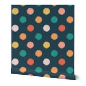 Multi Colored Dot Bursts Navy Background