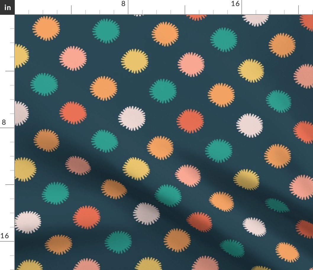 Multi Colored Dot Bursts Navy Background