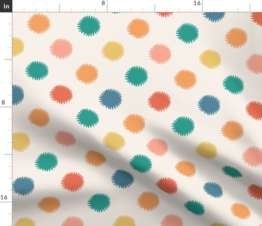 Multi Colored Dot Bursts Ivory Background