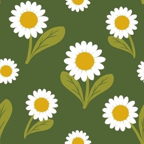 Daisies on Forest Green