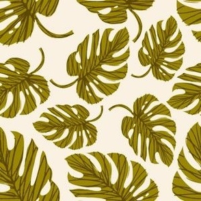 Monstera Leaves ~ Gold/Green