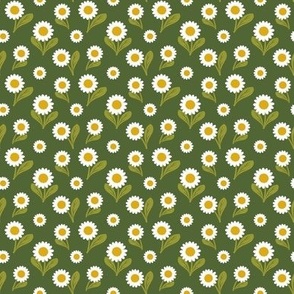 Daisies on Forest Green -micro