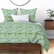 mountain forest green linen