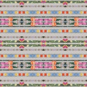 4x4-Inch Repeat of Tiny Jamboree Stripes of Spring Flowers