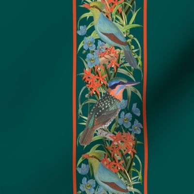 BIRD STRIPE - TROPICAL BIRDS COLLECTION (TEAL)