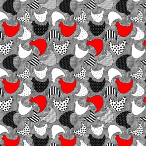 chicken sillouette graphic with red
