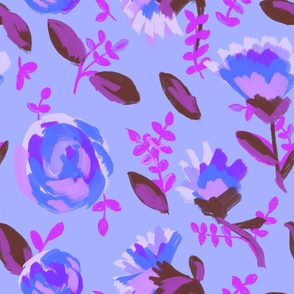 Extra Large Claudia's Flora Ultra Violet on Blue