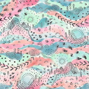 Dreamy Trail (mint-teal-coral-pink) medium 