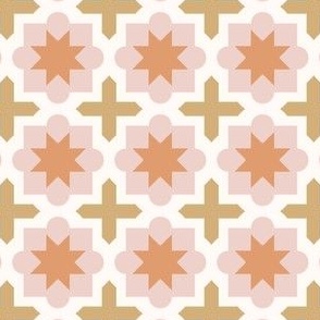 Morocco star tiles - pink and gold