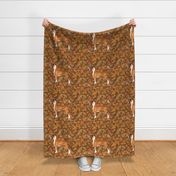 Boxer Dog with Natural Ears and Tail in Autumn Leaves for pillow