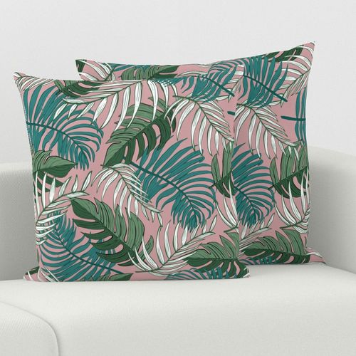 Dusty Pink Pattern with Palm Leaves