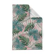 Dusty Pink Pattern with Palm Leaves