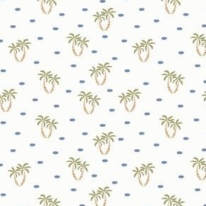 palm trees and polka dots - blue
