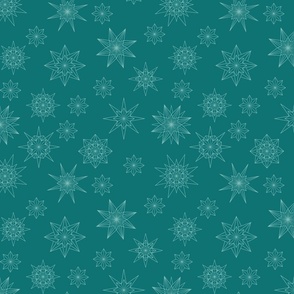 Stars Snowflakes Teal, Sea Glass