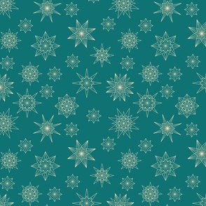 Stars Snowflakes Teal Vanilla