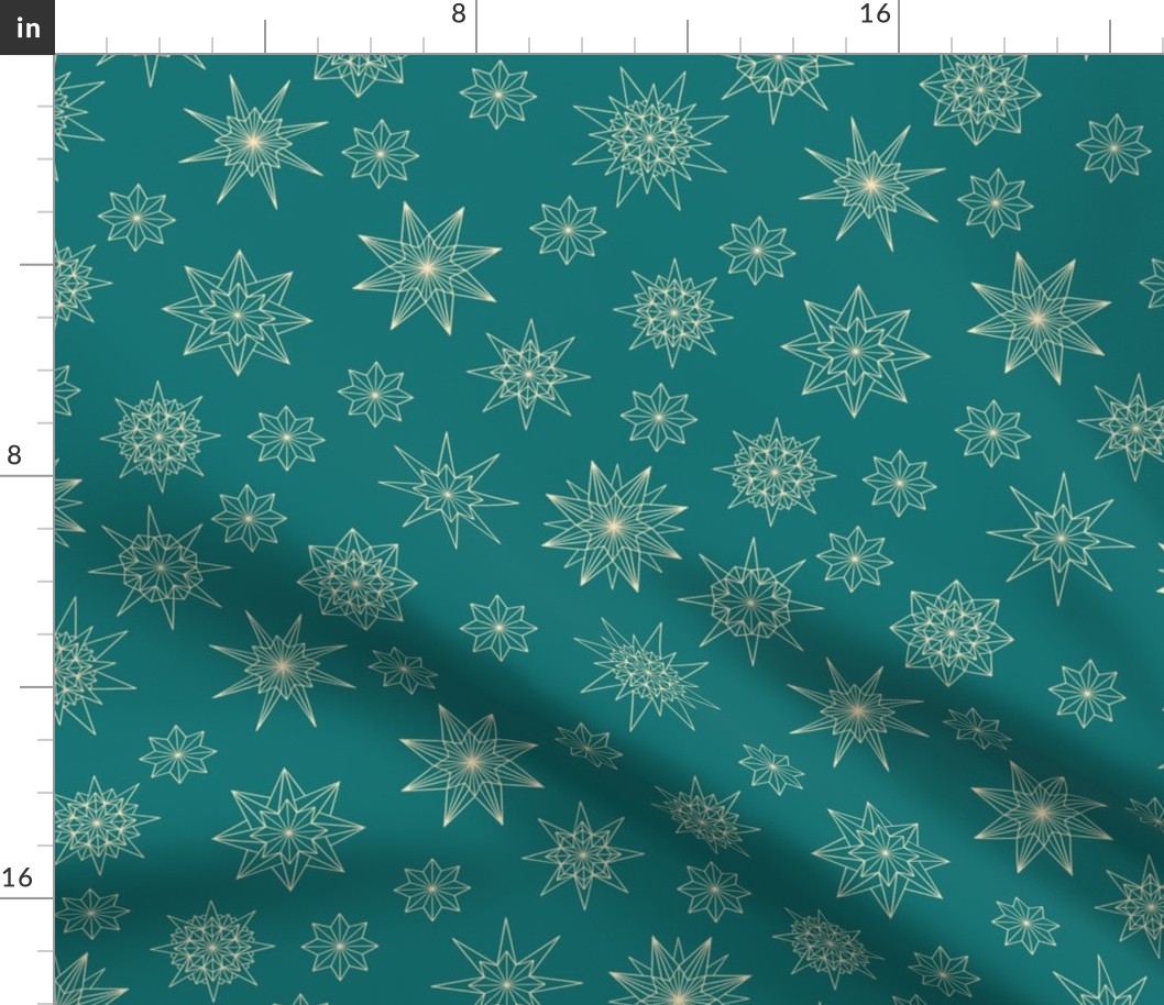 Stars Snowflakes Teal Vanilla