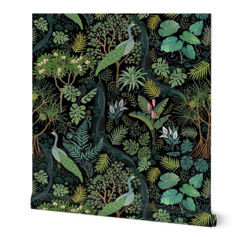 HIKING HAWAII black background Wallpaper | Spoonflower