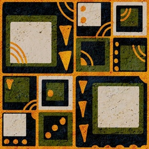Retro squares with cutouts and terracotta cream background large
