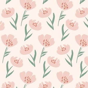 sweet poppies in blush and green