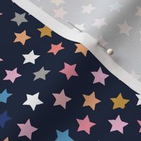 Starry night basic colorful stars repeat sweet dream midnight navy blue kids