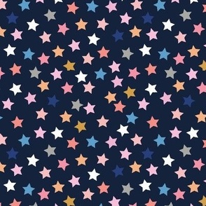 Starry night basic colorful stars repeat sweet dream midnight navy blue kids