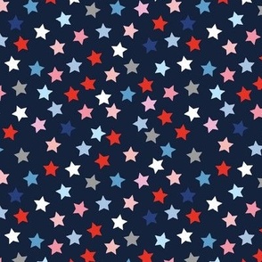 Starry night basic colorful stars repeat sweet dream midnight 1th of july american usa flag colors navy blue kids