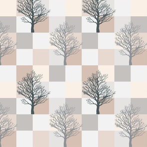 Neutral winter trees patchwork // sand and grey