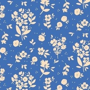 Blue and White Silhouette Floral