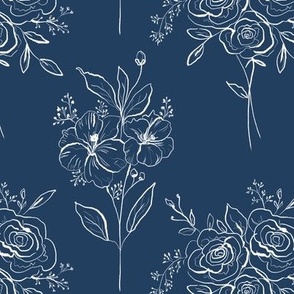 Minimal Blue bouquet pattern