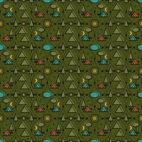 Hike, Camp, Repeat / Geometric / Outdoors / Tent Trail Trees / Olive Green / Small