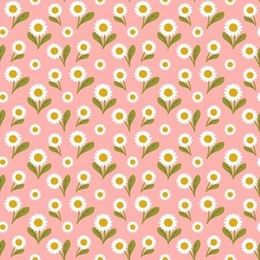 Daisies on Berry Pink -micro