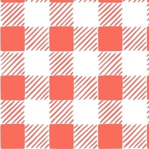 Hand-Drawn Gingham Warm Red -Large