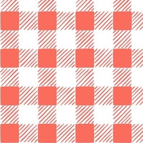 Hand-Drawn Gingham -Warm Red